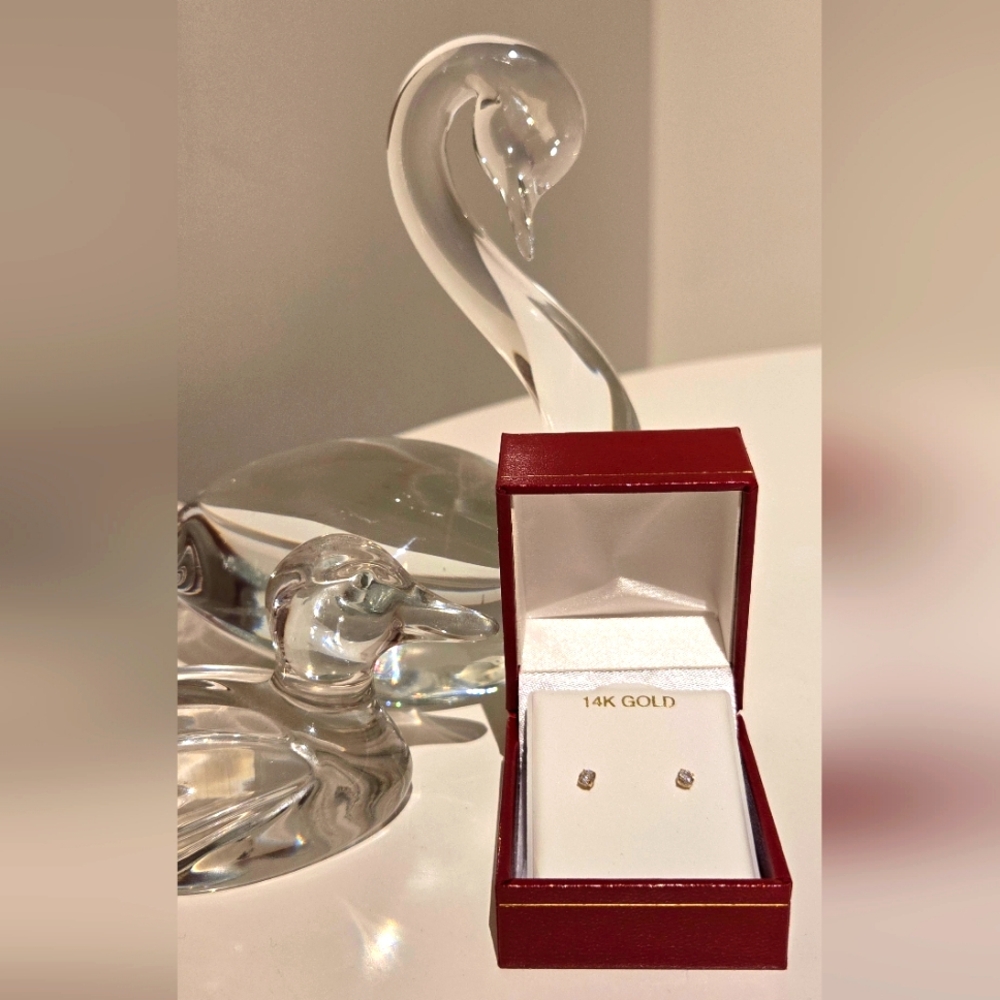 Timeless 14K Yellow Gold Stud Earrings with Brilliant Cubic Zirconia